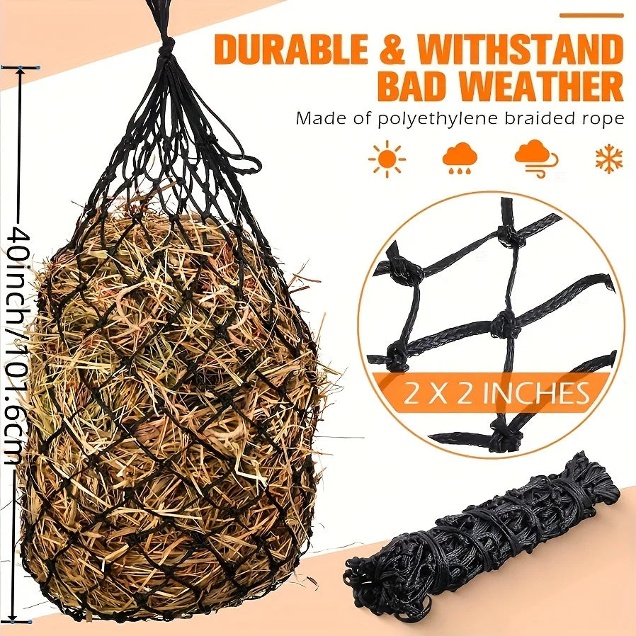 2 Pack Horse Hay Net Slow Feed Bag For Horses Sheep Donkeys
