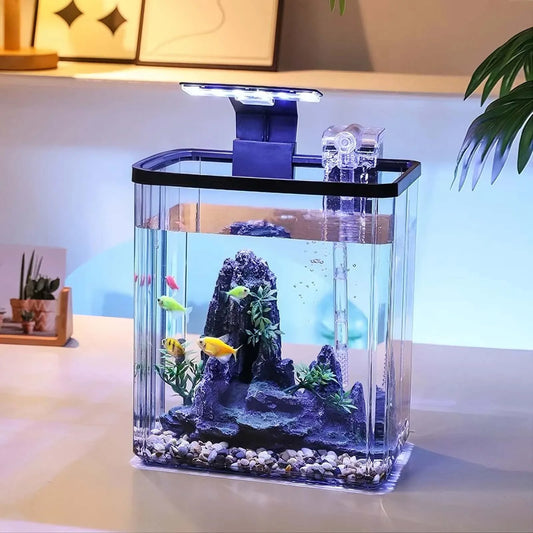 Mini Fish Tank Ultra White Living Room Desktop Starter Kit