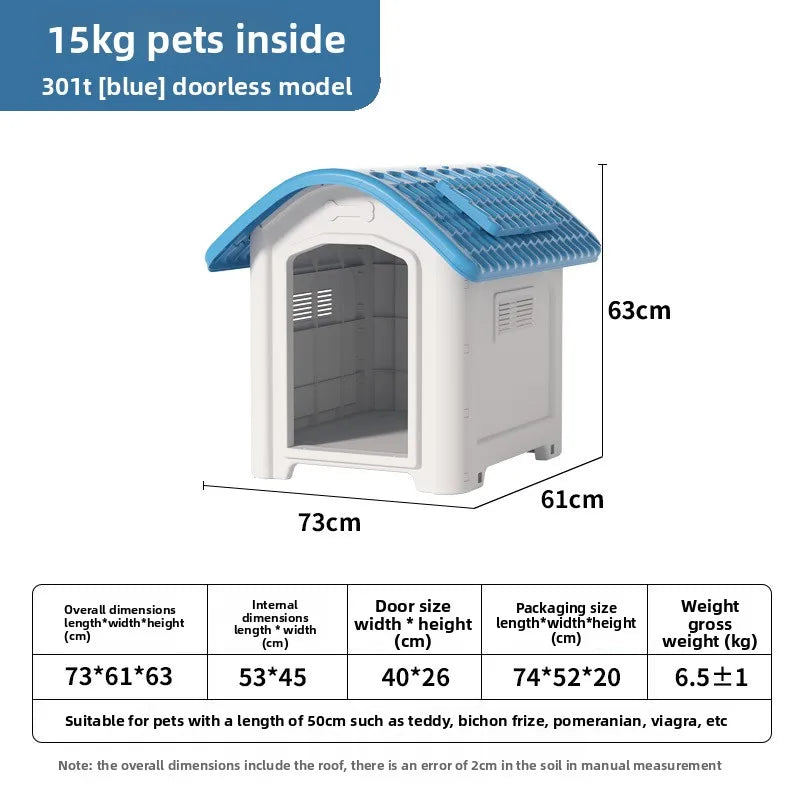 Large Waterproof Outdoor Dog House - Detachable & Washable Dog Cage for Medium/Large Breeds, All-Weather Shelter