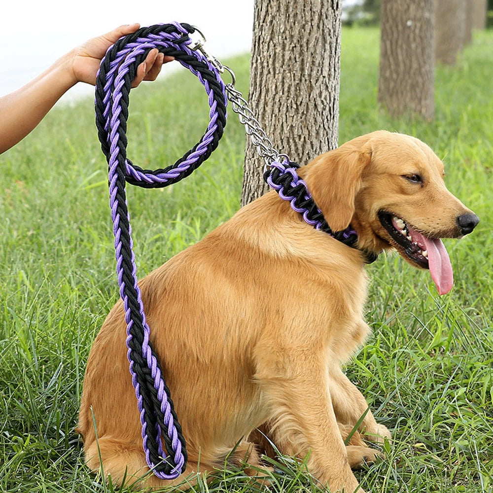 Nylon Braided Dog Collar And Leash Set Traction Rope For Small Medium Large Dog Leash Chien Pitbull Bull Terrier Pet Accessories