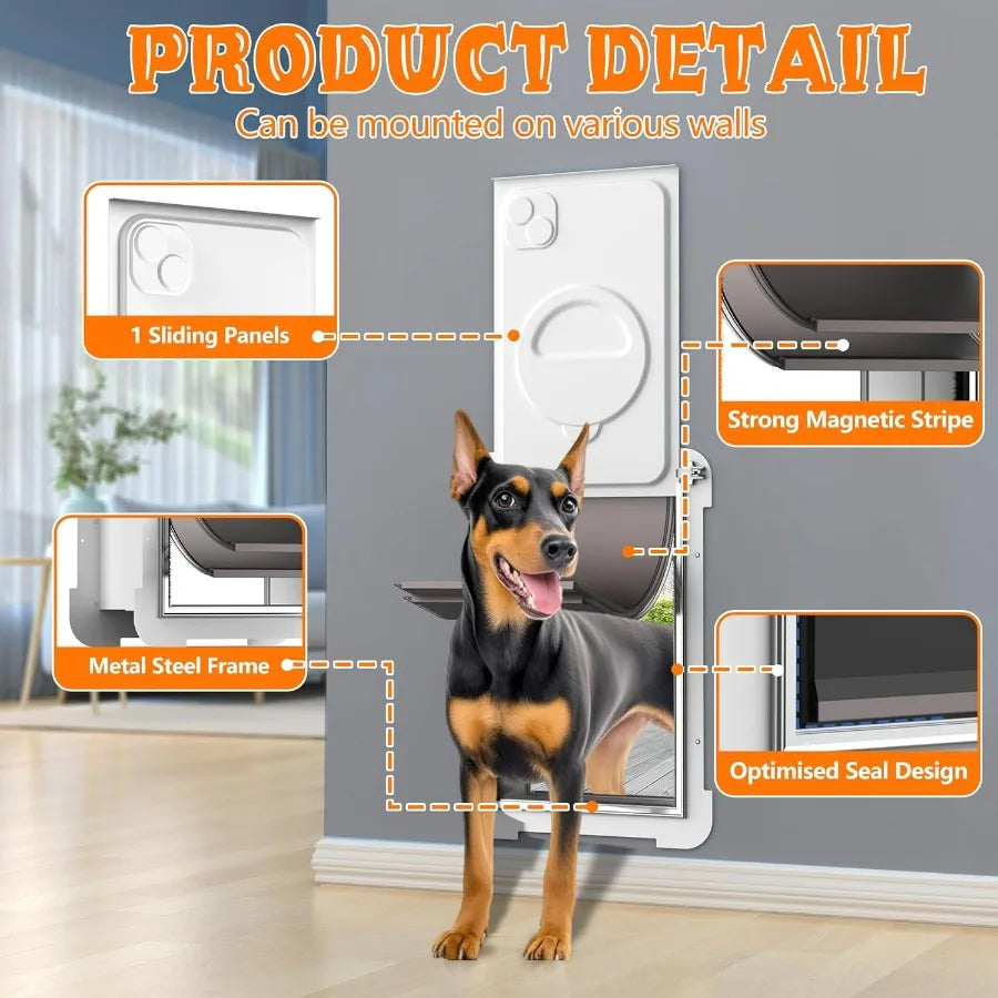 Extra Large Dog Door with Upgraded Sealing Technology for Wall Installation Double Flap Design with Steel Frame and Telescoping