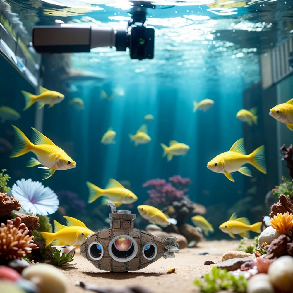 Aquarium Submarine Ornament Fish Shrimp Shelter Cave Creative Fish Hiding Submarine Ornaments for Themed Aquarium Landscaping