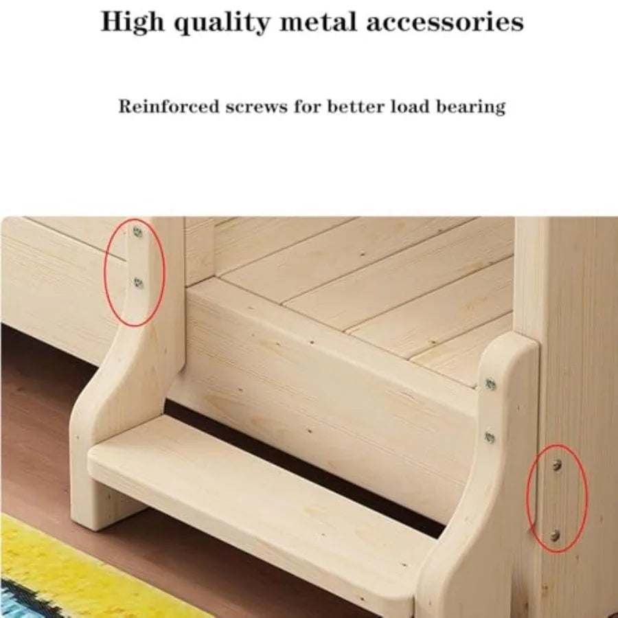 Dog Bunk Bed for Small/Medium/Large Pet with Wood Frame and Steps Double Layer Pet Bed in Brown Durable Design with Side Ladder