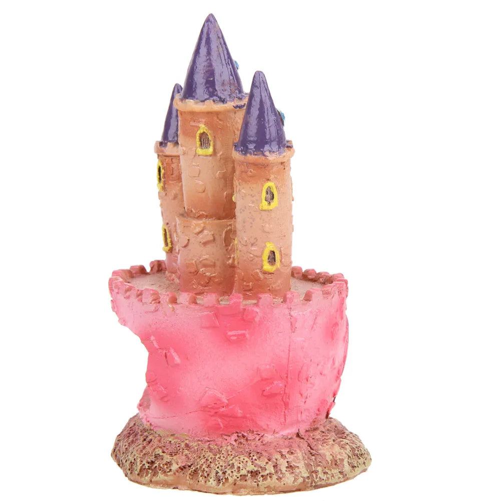Fish Tank Decorations Small Castle Shape Ornament Non-toxic Resin Cartoon Castle Vivid Scenery for Fish Tank Aquarium Decor