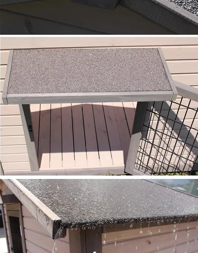 Outdoor Solid Wood Sunscreen Rain Protection Dog House Kennel Dog Cage Dog House Dog, Courtyard Villa Universal