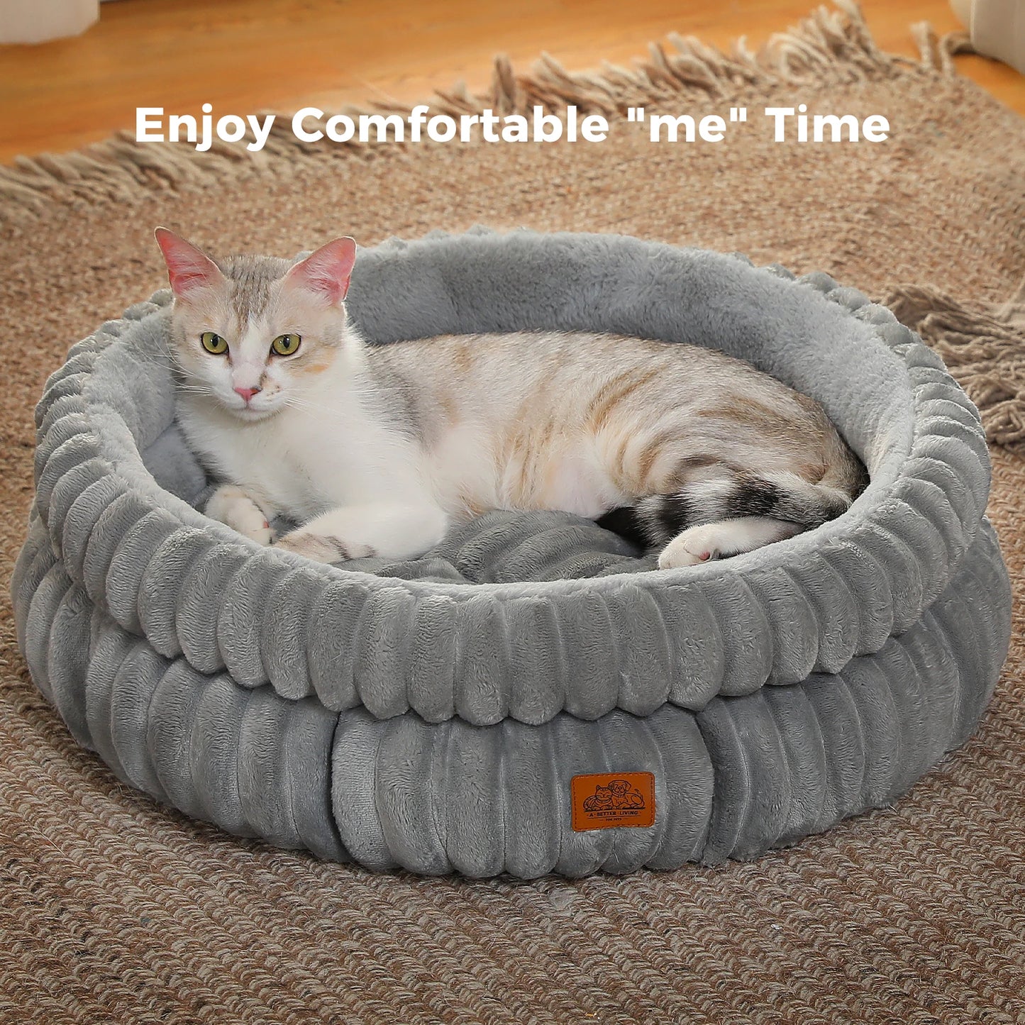 Dog Bed for Medium Dogs Cozy Cat Bed for Indoor Cats Washable Round Pet Bed House with Anti-Slip Bottom Suitable for All Seasons