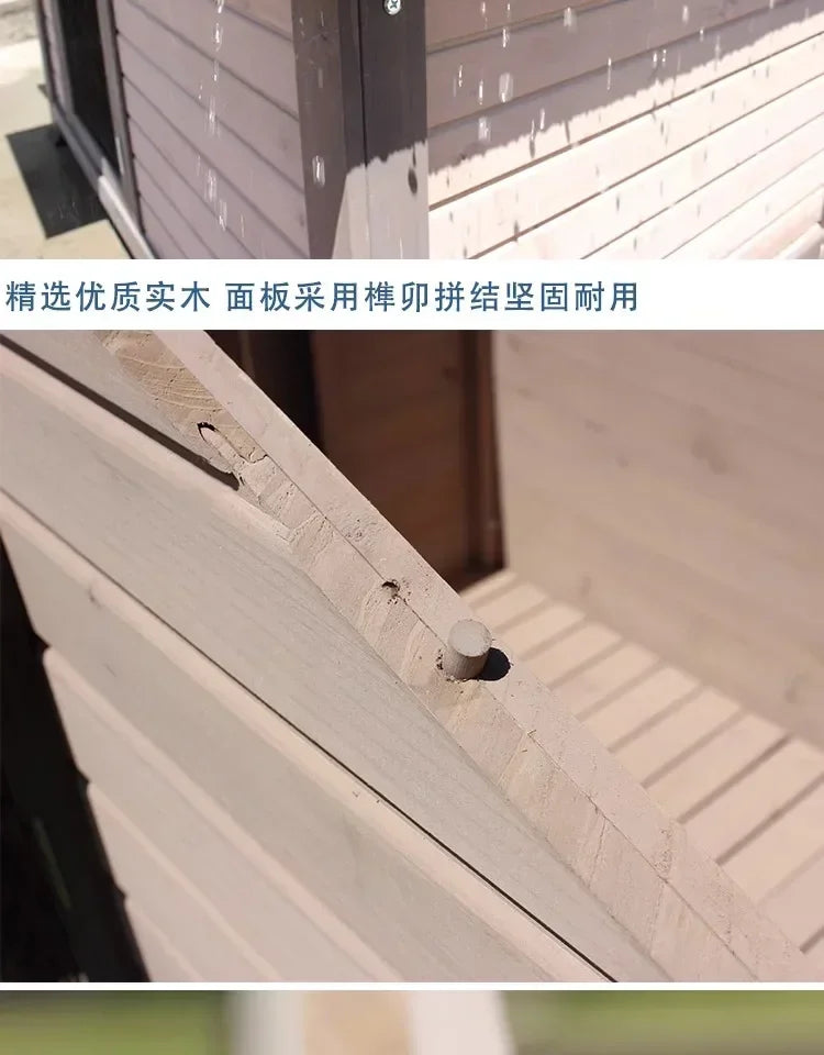 Outdoor Solid Wood Sunscreen Rain Protection Dog House Kennel Dog Cage Dog House Dog, Courtyard Villa Universal