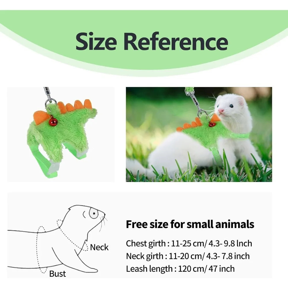 Ferret Harness, Ferret Leash, Ferret Harness and Leash Set with Safe Bell, Ferret Collar Small Animals Vest Harness for Puppy