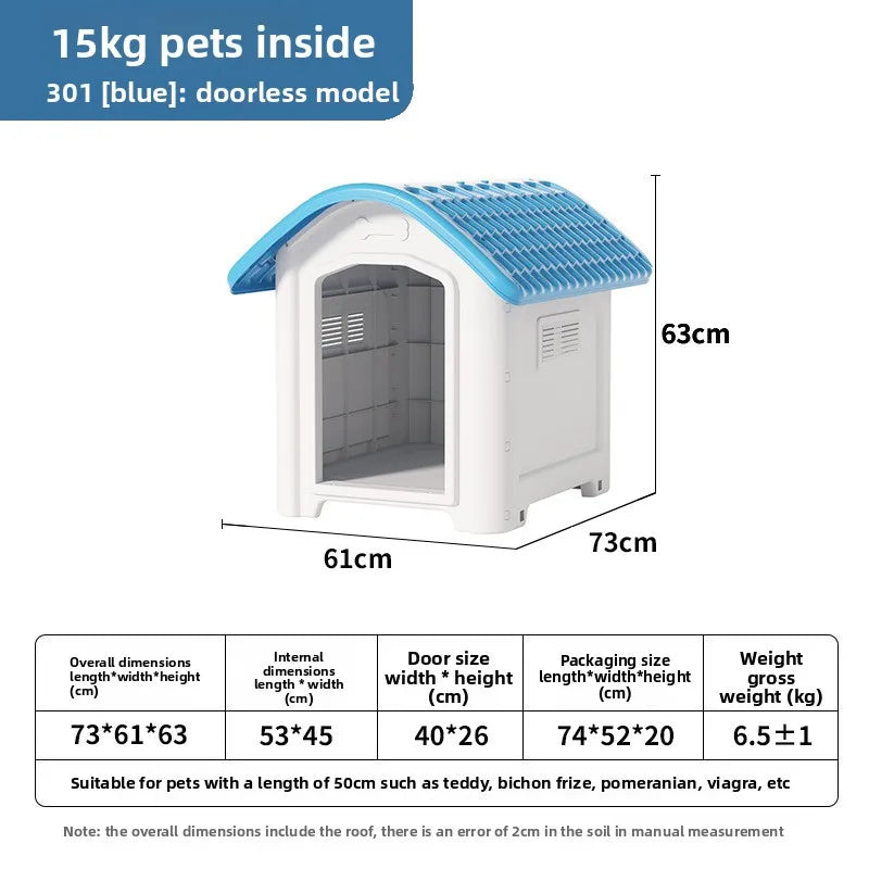 Large Waterproof Outdoor Dog House - Detachable & Washable Dog Cage for Medium/Large Breeds, All-Weather Shelter
