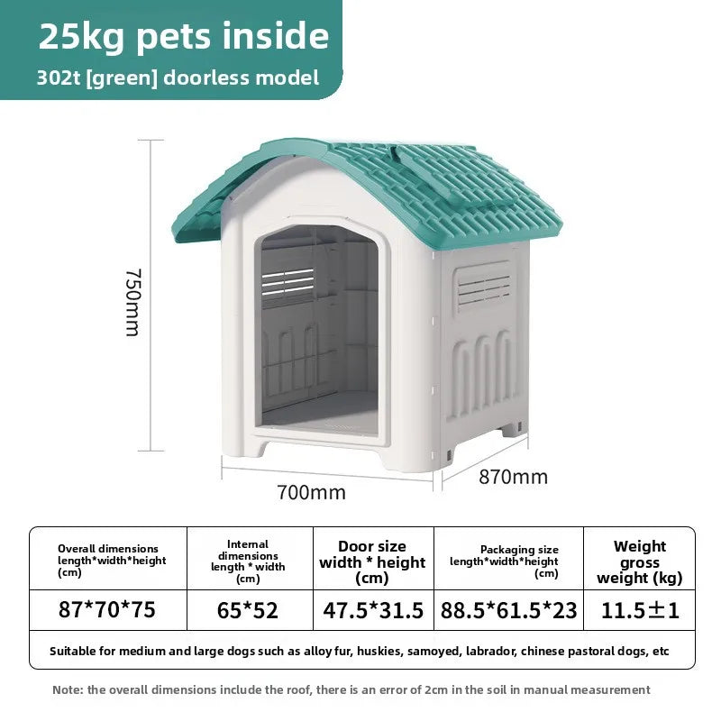 Large Waterproof Outdoor Dog House - Detachable & Washable Dog Cage for Medium/Large Breeds, All-Weather Shelter