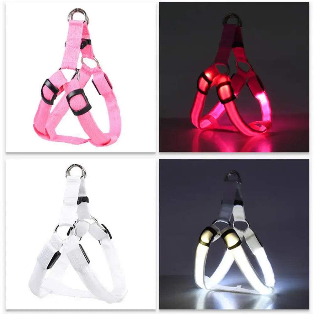 Adjustable LED Pet Harness USB Rechargeable Light Up Dog Harness Glow-in-The-Dark Safety Vest For Small Medium Dogs Pets Arnes