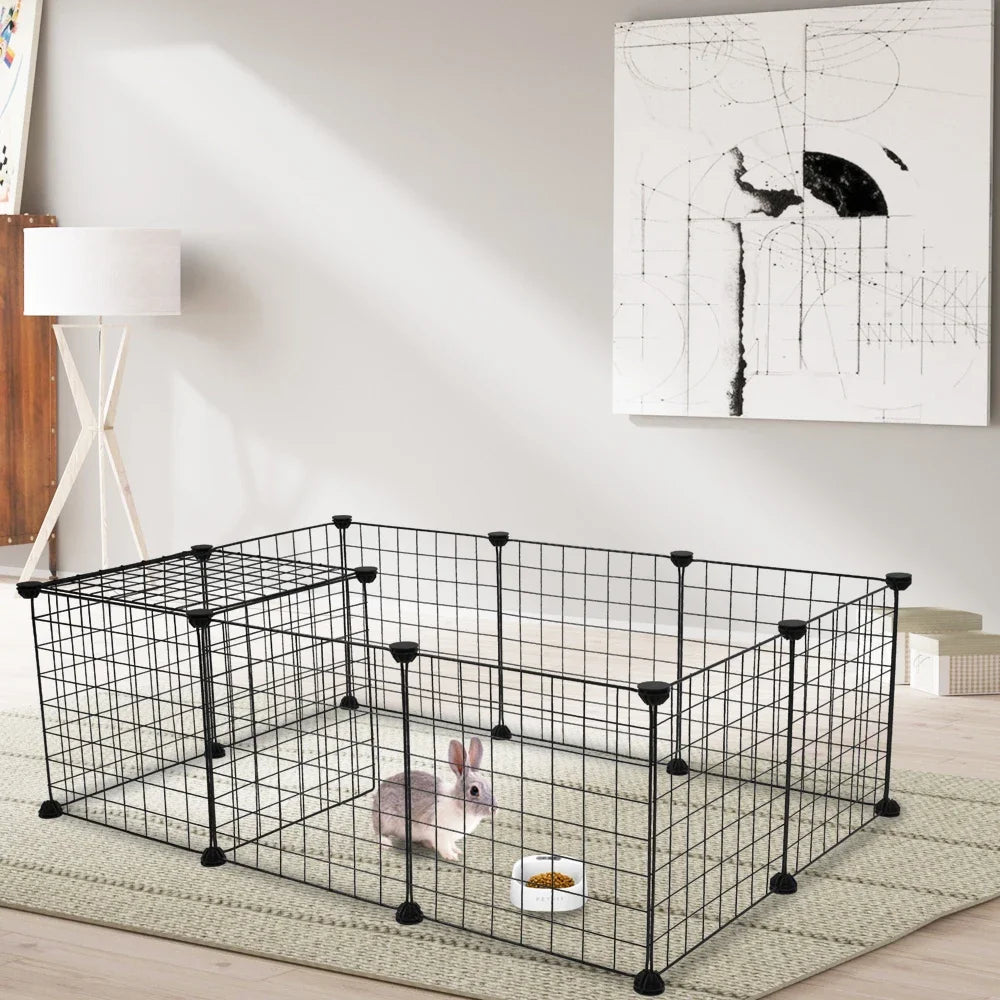 Pet Playpen, Small Animal Cage Indoor Portable Metal Wire Yard Fence for Small Animals, Guinea Pigs, Rabbits Kennel Crate Fence