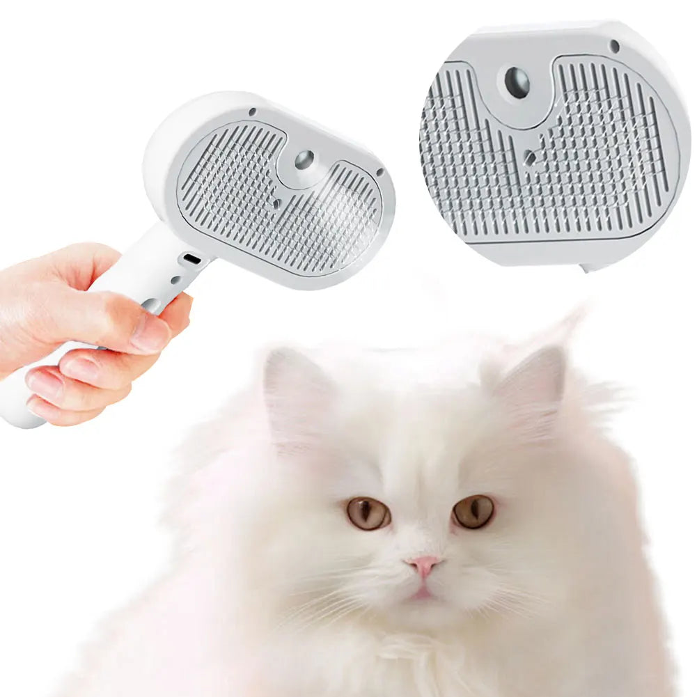 3 in 1 Cat Steam Brush Cat Grooming Brush with Release Button Cat Brush Pet Hair Cleaning Brush Comb for Cats Dogs Small Animals