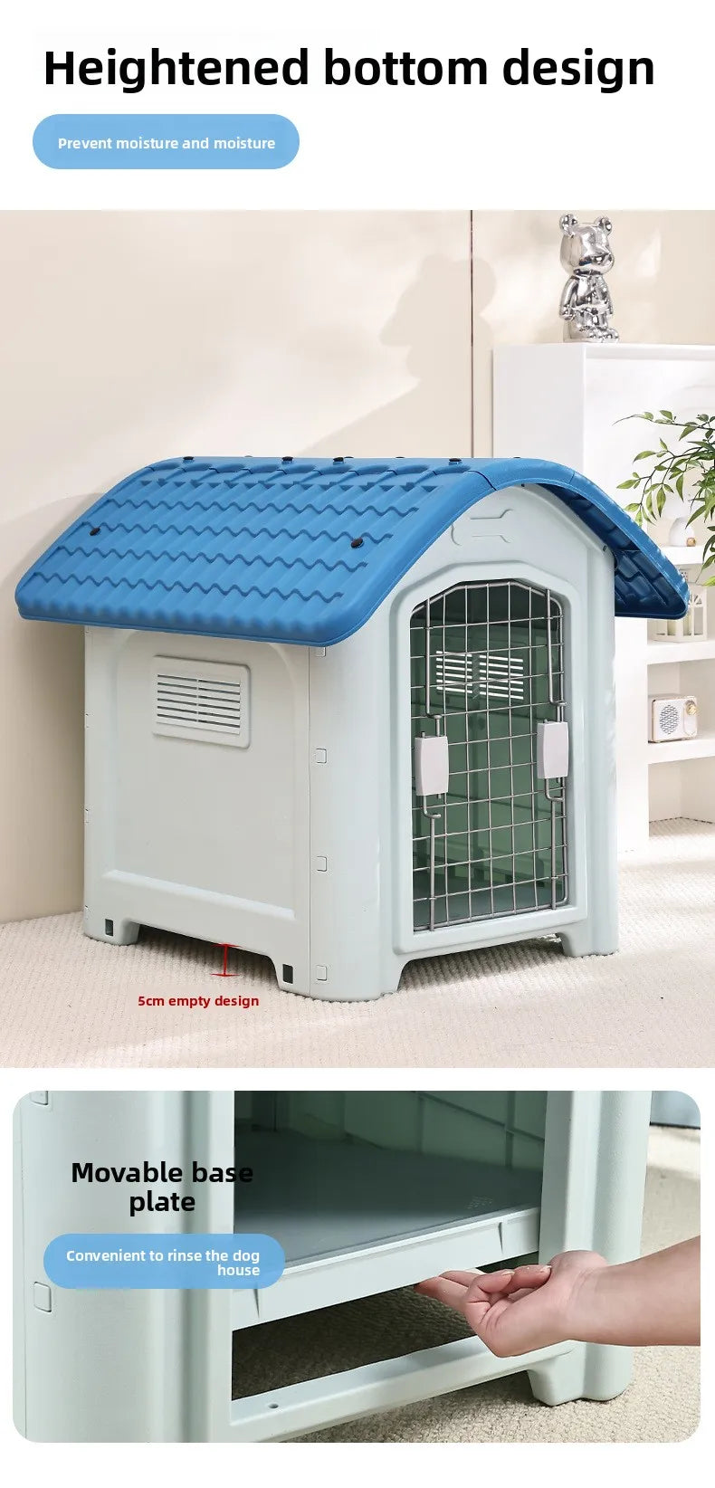 Large Waterproof Outdoor Dog House - Detachable & Washable Dog Cage for Medium/Large Breeds, All-Weather Shelter