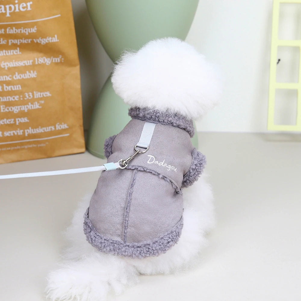 British Style Dog Jacket Lamb Fleece Winter Dog Clothes for Small Dogs Puppy Costume Chihuahua Warm Coat Pet Pug Yorkie Outfits