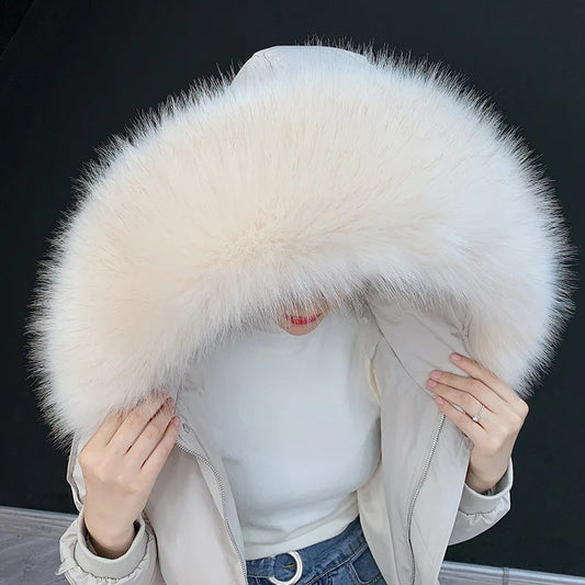 Women Blinger Faux Raccoon Fur Detachable Collar For Winter Coat And Hoody Decorative Fake Collar Fur Customerized False Collar