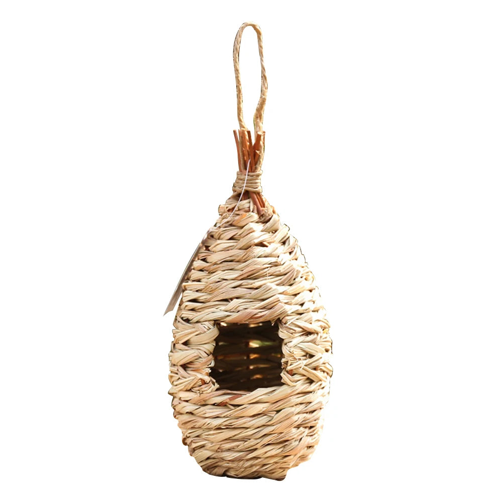Bird Cage Comfortable Resting Place Natural Grass Bird House Weaved Hanging Parrot Nest Houses Outdoor Decoration