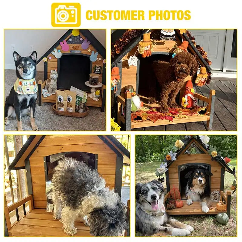 Insulated Dog House with Liner Inside| Iron Frame - Large 37.4"(L) x 50.9" (W) x 37.2"(H)