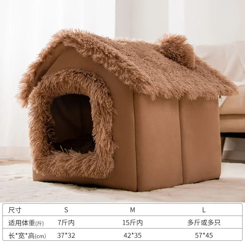 Dog Kennel Indoor Soft Comfortable Puppy House Removable Small Dog Bed Cave Winter Warm Pet Sleeping Mat Portable