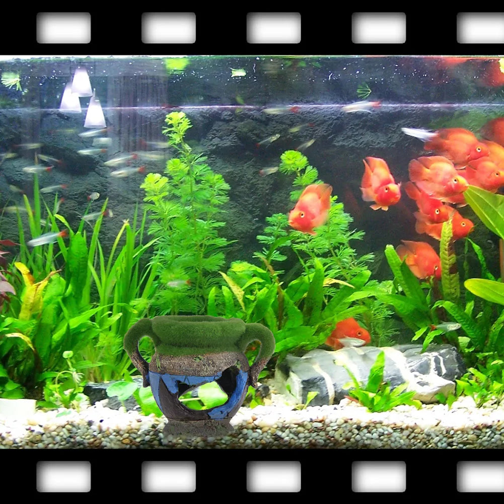 Big Resin Vase Aquarium Fish Tank Decoration with Moss Aquarium Accessories for Fish Shrimp Viewing Landscape Ornament