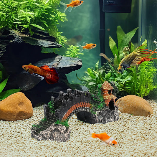 Resin Bridge Aquarium Ornament Small Delicate Bridge Aquarium Ornament for Garden Ornament Fish Tank Accessories