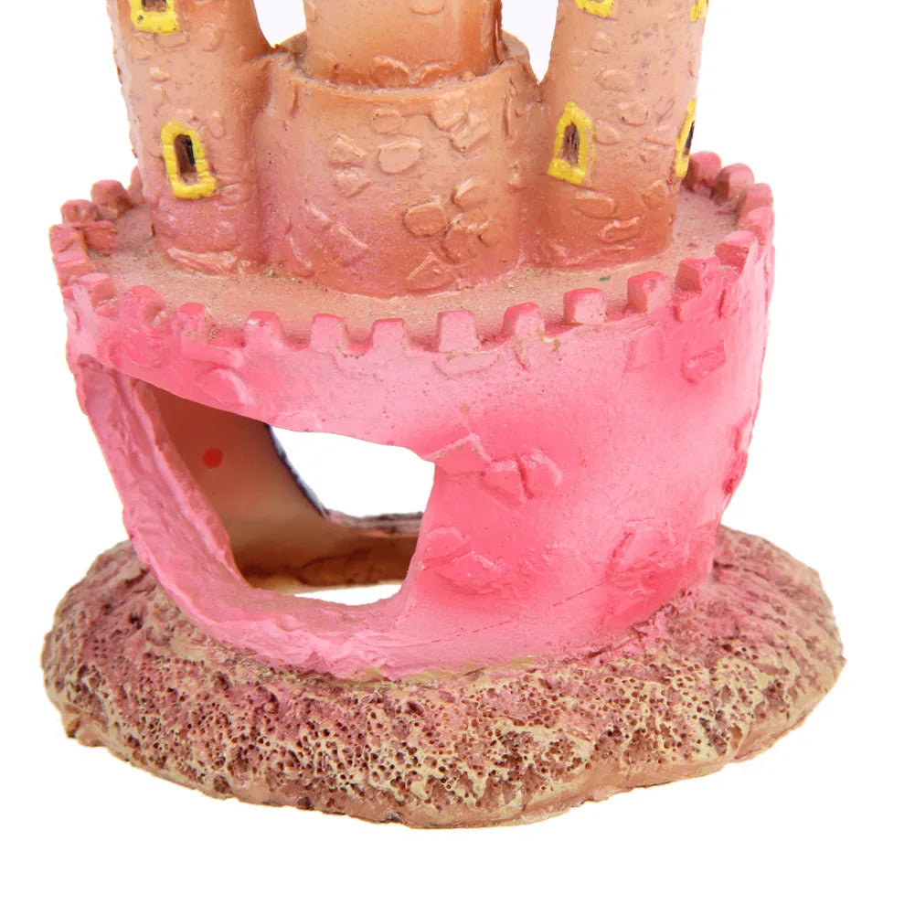 Fish Tank Decorations Small Castle Shape Ornament Non-toxic Resin Cartoon Castle Vivid Scenery for Fish Tank Aquarium Decor