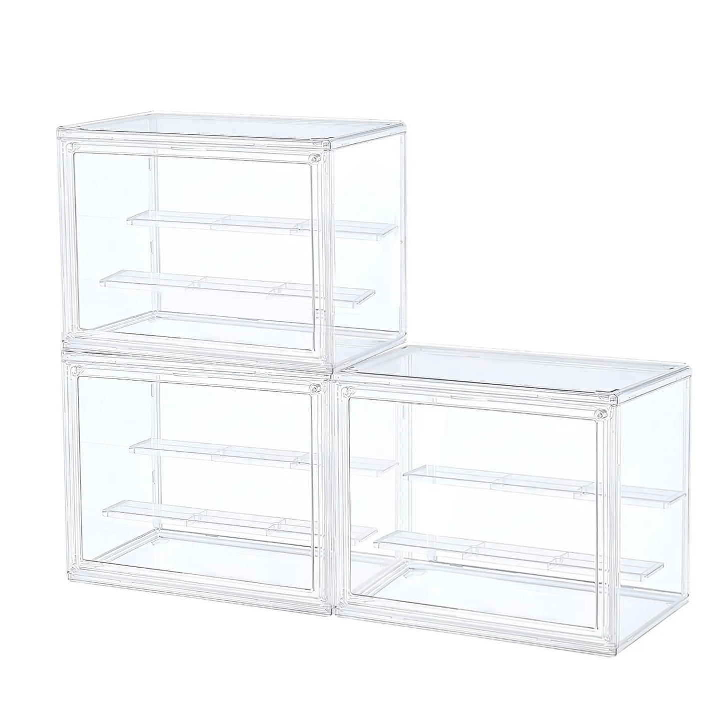 Clear Display Box Stackable Plastic Dustproof Storage Bins Figures Display Collectibles Bag Cosmetic Show Case with Interlayers