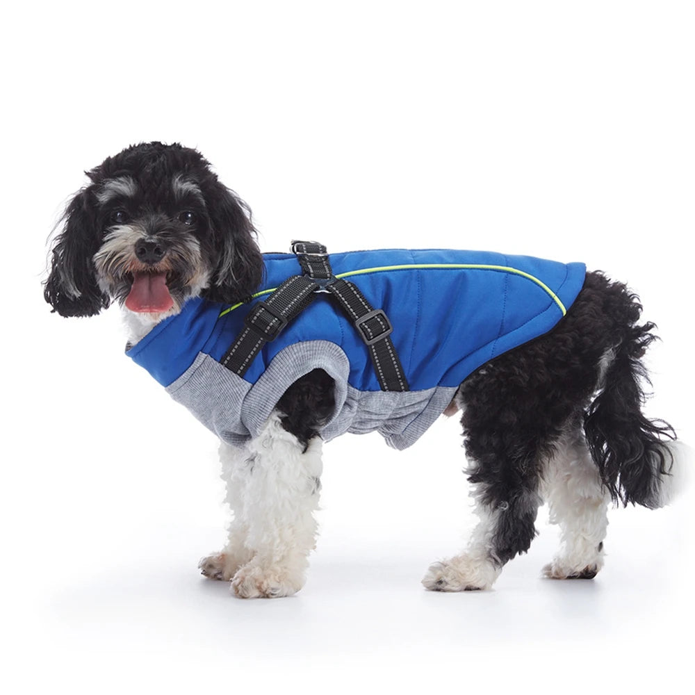 Pet Dog Waterproof Warm Jacket With Harness Reflective Dog Clothes For Small Large Dogs Coat Chihuahua French Bulldog Outfits