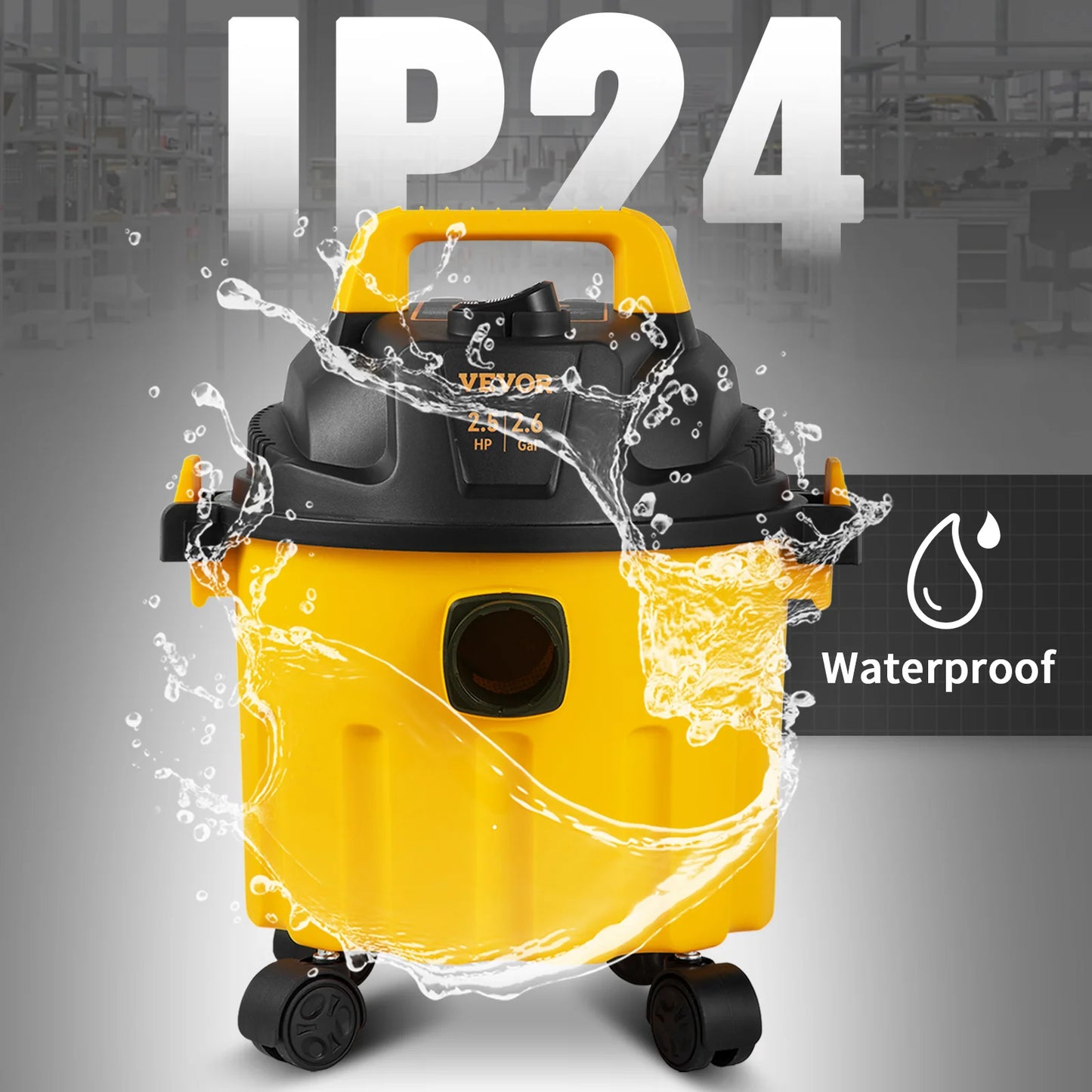 SucceBuy Wet Dry Vac 2.6 Gallon 2.5 Peak HP 3 in 1 Portable Shop Vacuum with Blowing Function  Attachment Storage for Floor