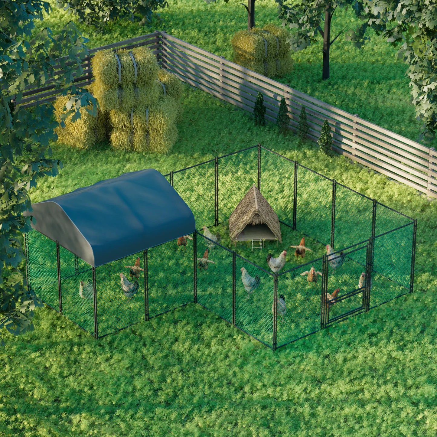 Large Walk-in Chicken Run Coop Cage Hens Rabbit Ducks Chickens Poultry Pen for Outside Yard Farm