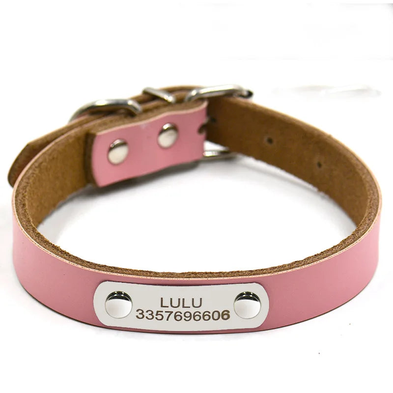 Wholesale leather engravable tag thick  dog collars Rabbit leash Dog leash Lizard accessories Bunny accessories Bunny supplies