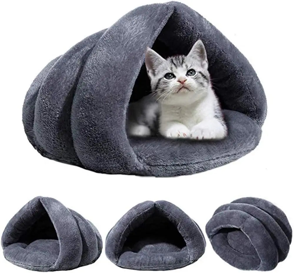 Pet Tent Cave Bed for Cats & Dogs - Warm Fleece Sleeping Bag, Cozy Burrow House for Small to Medium Pets