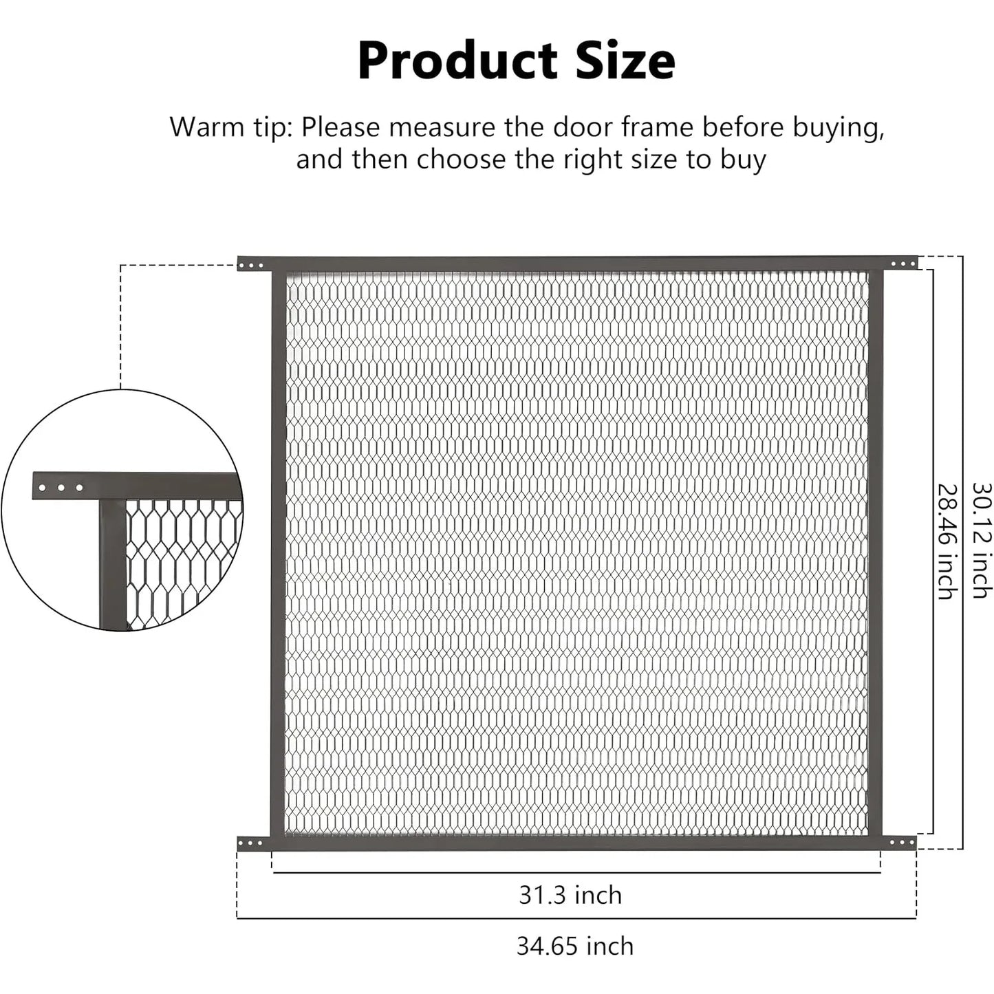 Steel Pet Grille Screen Door Protector for Dogs Pets Cats Scratch Protector Replacement Screen Door Guard Pet Proof (Bronze ）