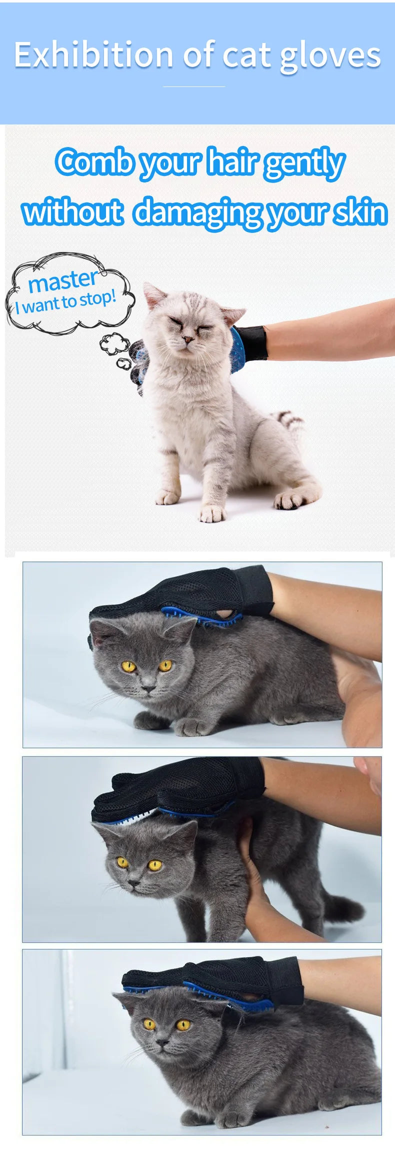 Hot Sell 1PC Cat Hair Remove Gloves Rubber Pet Beauty Cleaning Grooming Effective Massage Dog Combs Floating Brush 6 Color