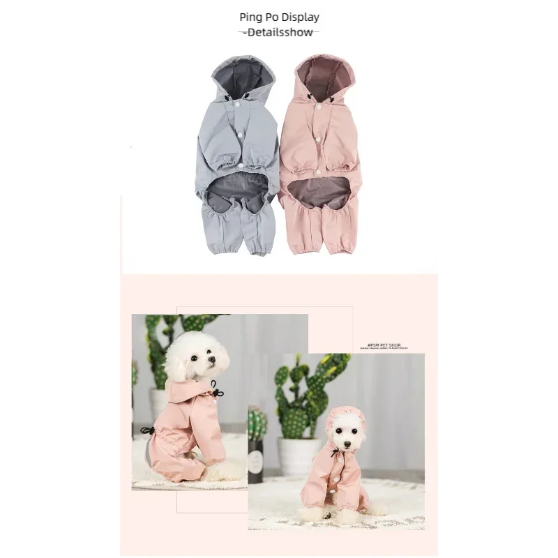 Pet Supplies Four-Legged Raincoat Waterproof Clothing for Spring and Summer Complete Package for Bear Schnauzer and Dog Raincoat