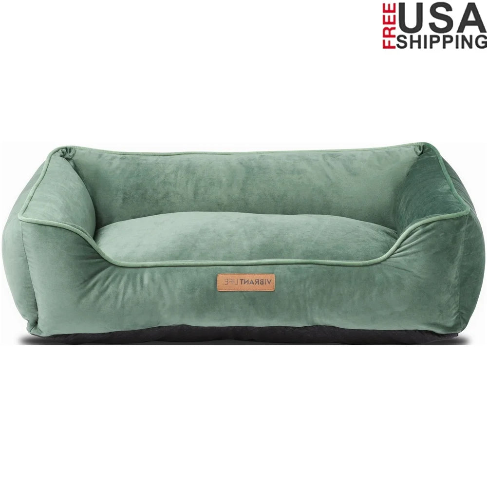 Luxury Large Dog Bed Bolstered Walls and Removable Cover