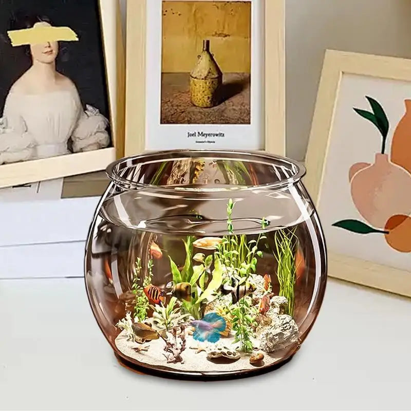 1pcs PET Clear Round Fish Bowl Aquarium Keeper Tank Vase Pot For Snow Living Room Tabletop Ecologicals Fish Tank Decoration