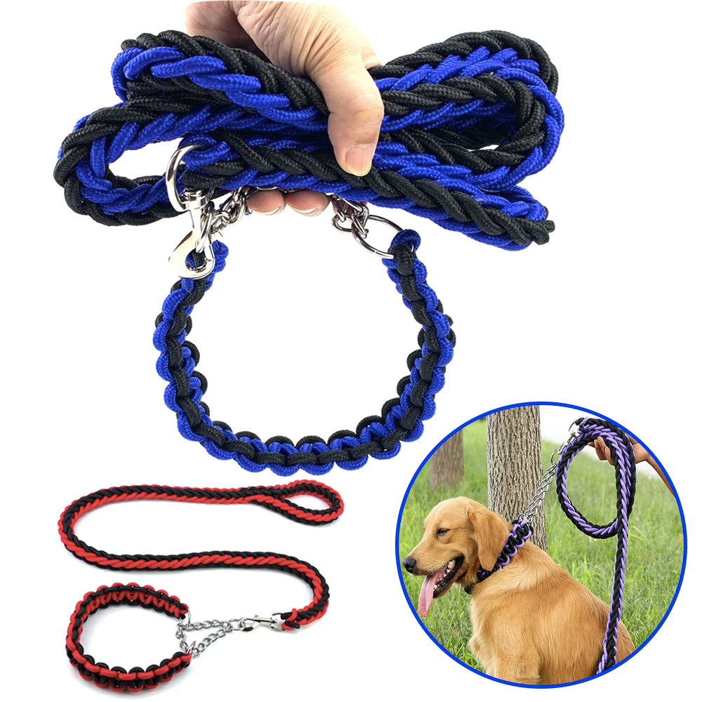 Nylon Braided Dog Collar And Leash Set Traction Rope For Small Medium Large Dog Leash Chien Pitbull Bull Terrier Pet Accessories