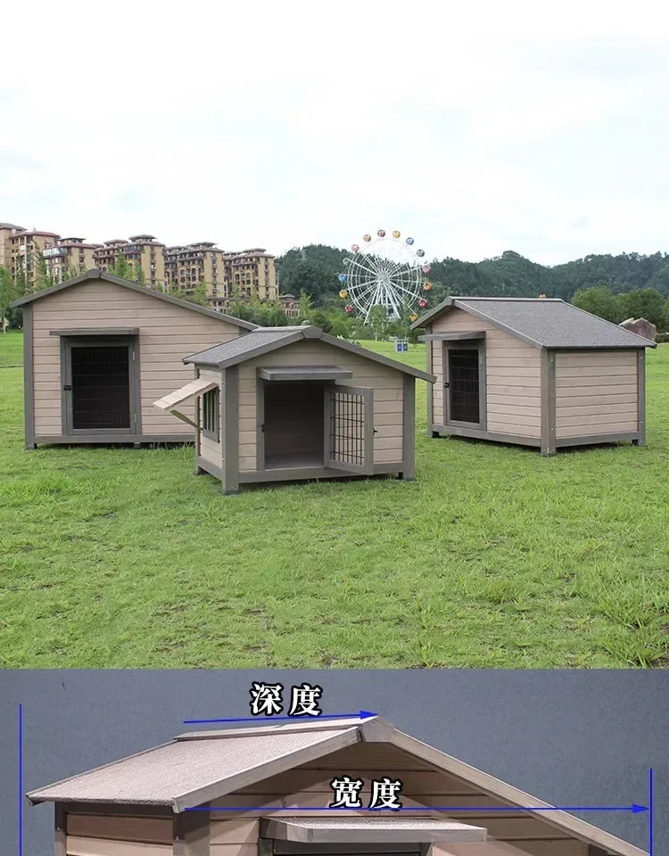 Outdoor Solid Wood Sunscreen Rain Protection Dog House Kennel Dog Cage Dog House Dog, Courtyard Villa Universal
