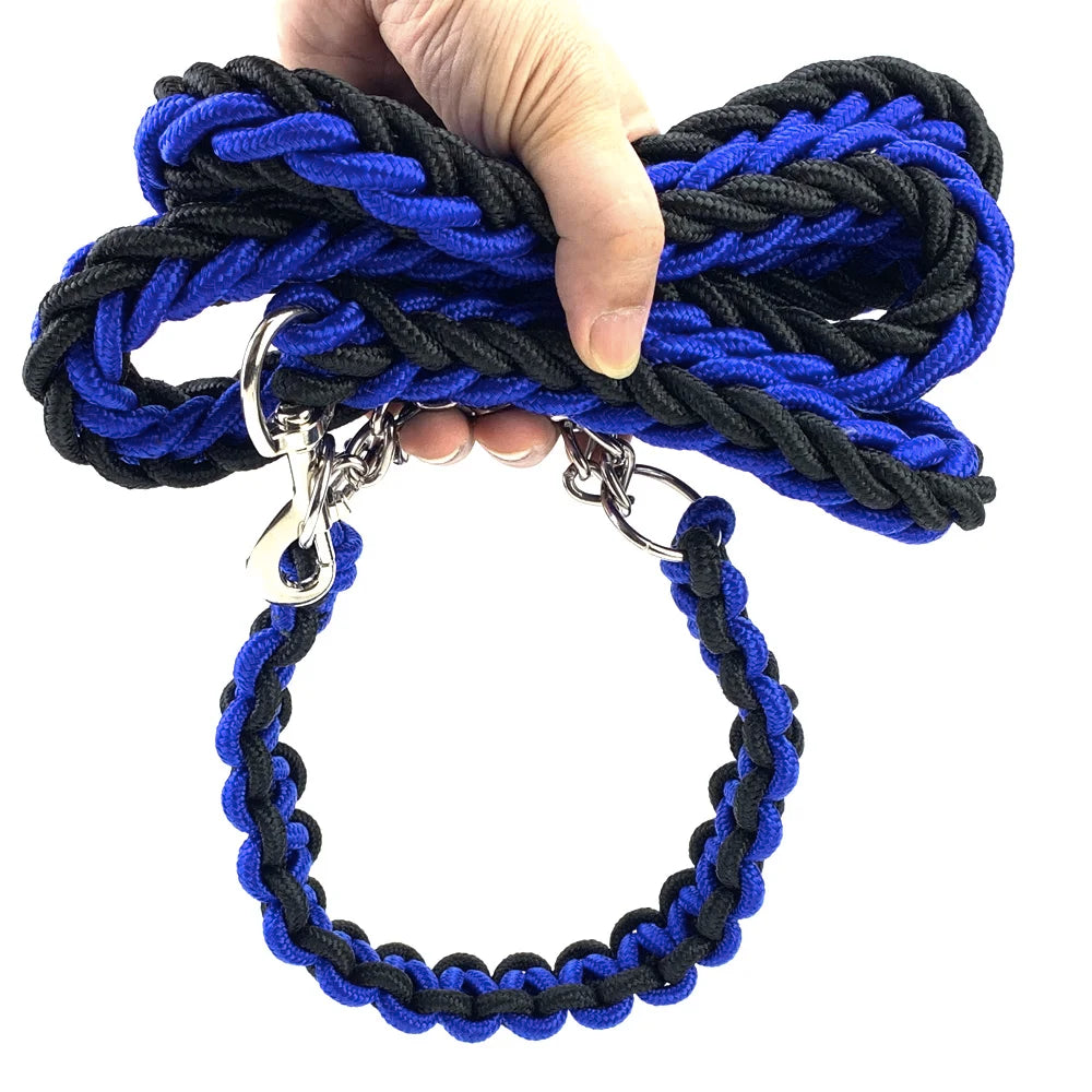 Nylon Braided Dog Collar And Leash Set Traction Rope For Small Medium Large Dog Leash Chien Pitbull Bull Terrier Pet Accessories