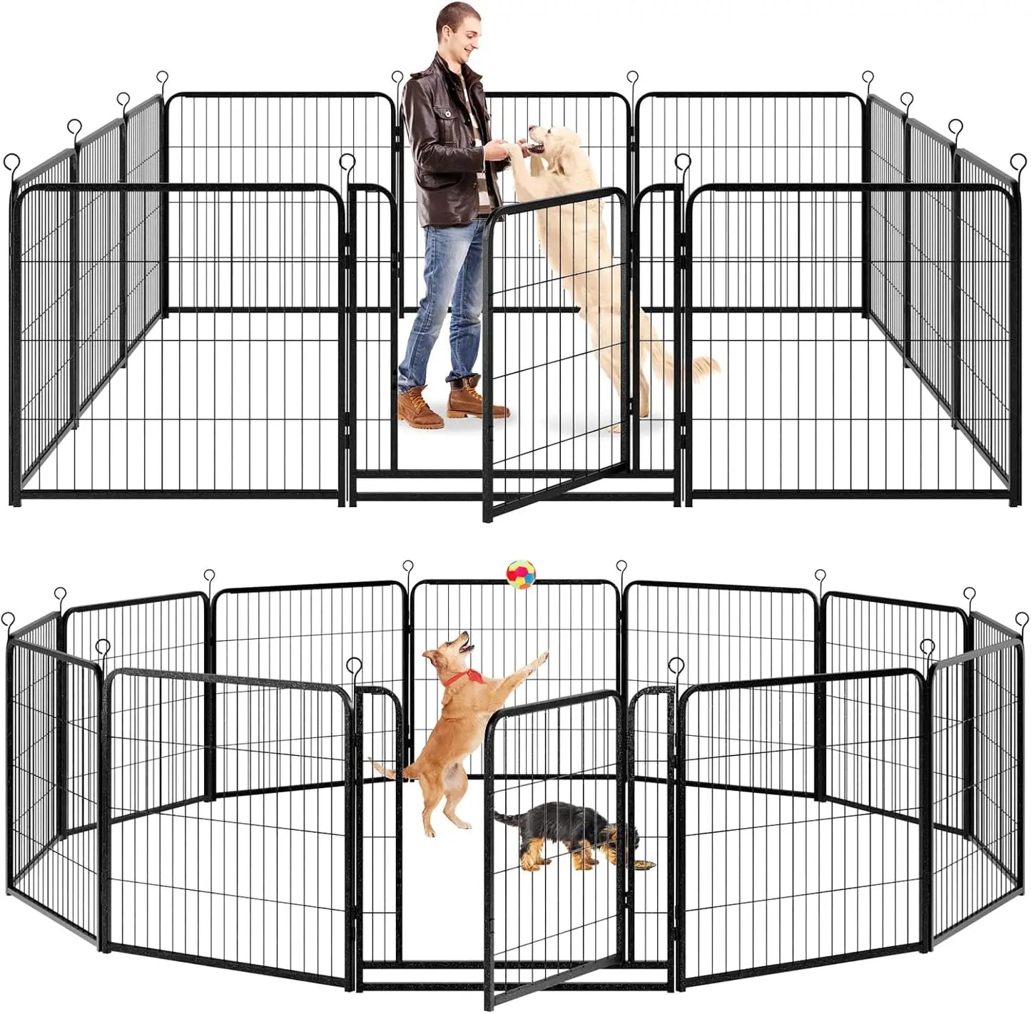 Dog Playpen Outdoor Extra Wide 12 Panels Heavy Duty Anti-Rust Coating-Strengthened Dog Fence 40" Height with Doors Portable