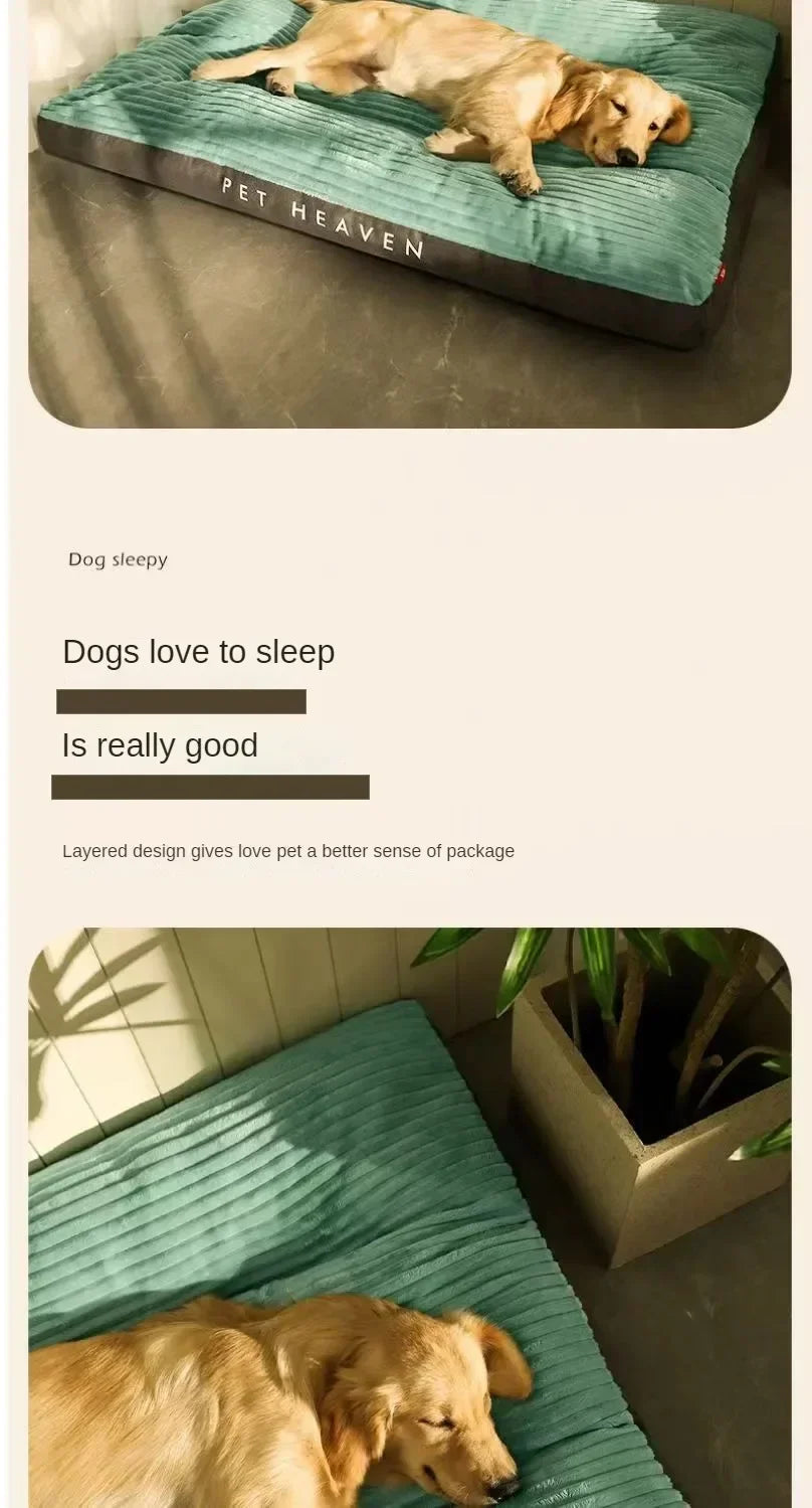Dog bed corduroy dog sofa plush bed detachable easy clean warm floor mat for sleeping breathable washable pet sleep dog supplies