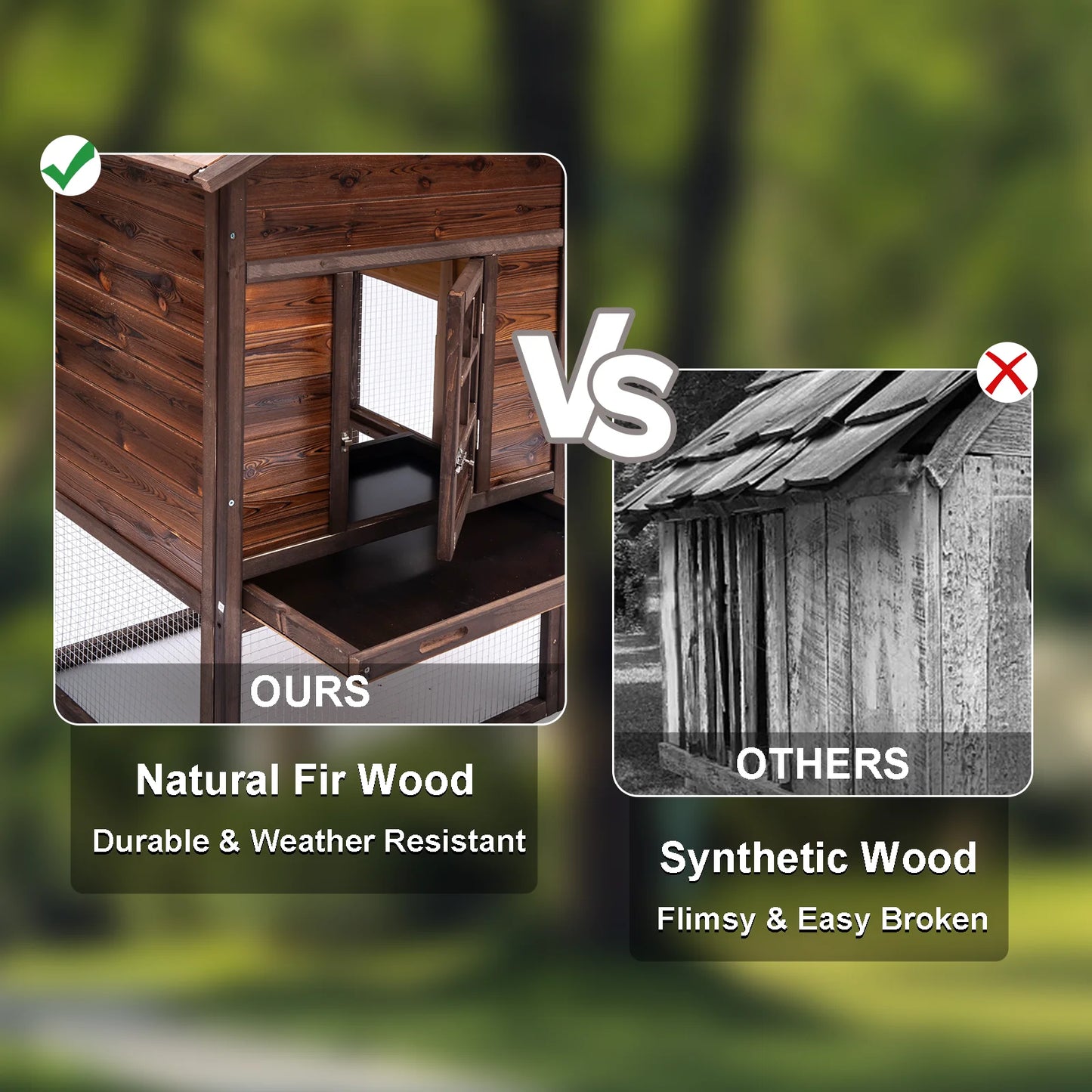 Chicken Coop for 5 Chickens Wooden Indoor Outdoor Hen Fence Chicken Coop and Run,Chicken Cage with Nesting Box & Removable Tray