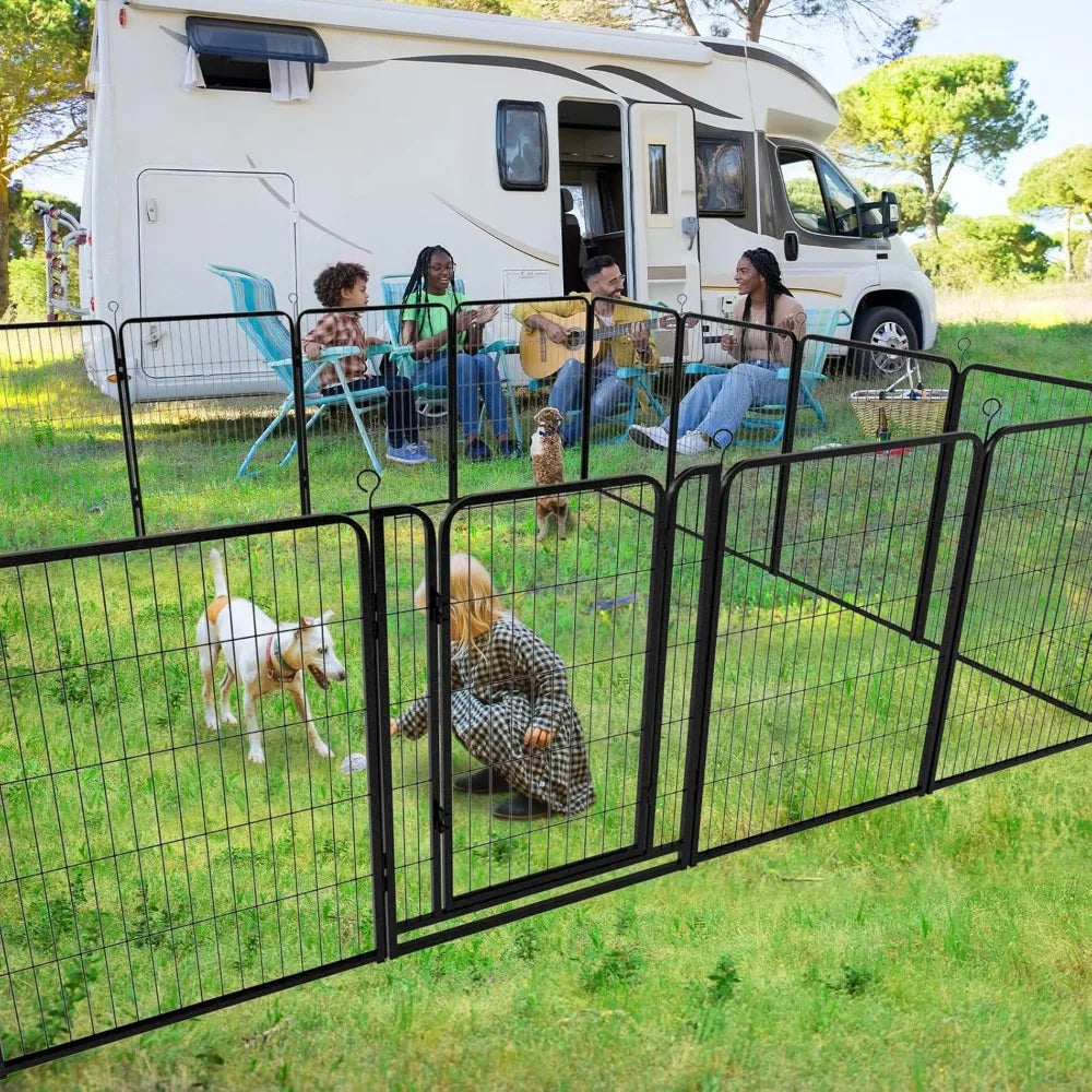 Dog Playpen Outdoor Extra Wide 12 Panels Heavy Duty Anti-Rust Coating-Strengthened Dog Fence 40" Height with Doors Portable