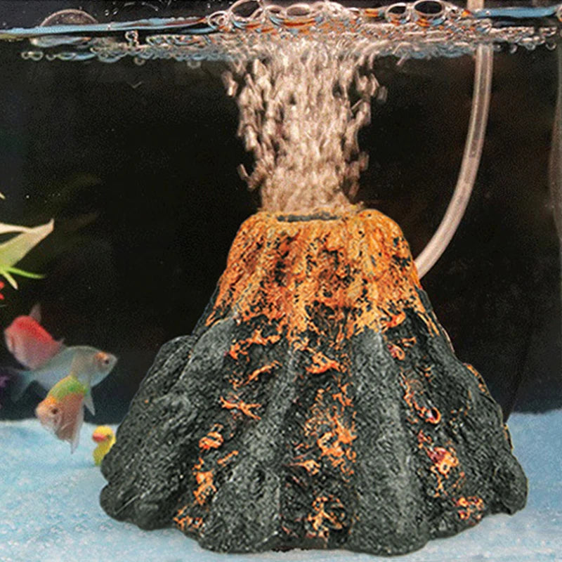 Fish Tank Decoration Aquarium Volcano Shape Air Bubble Stone Resin Oxygen Pump Decoration Ring Stone Tank Plate Air Pump
