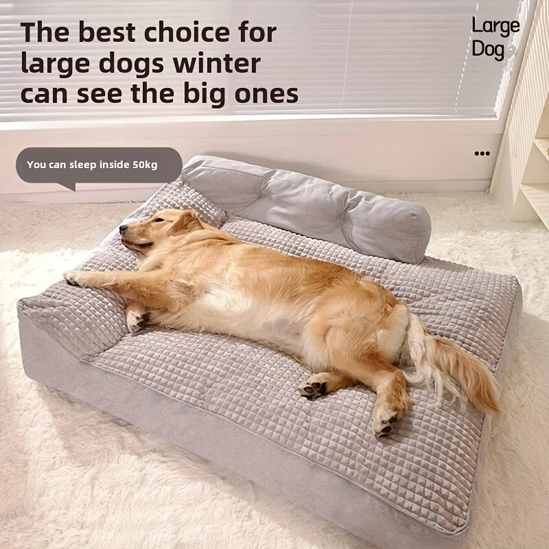 Large dog bed sofa, cat bed, removable and washable pet bed cushion with pillow backrest, pet sofa suitable for all seasons