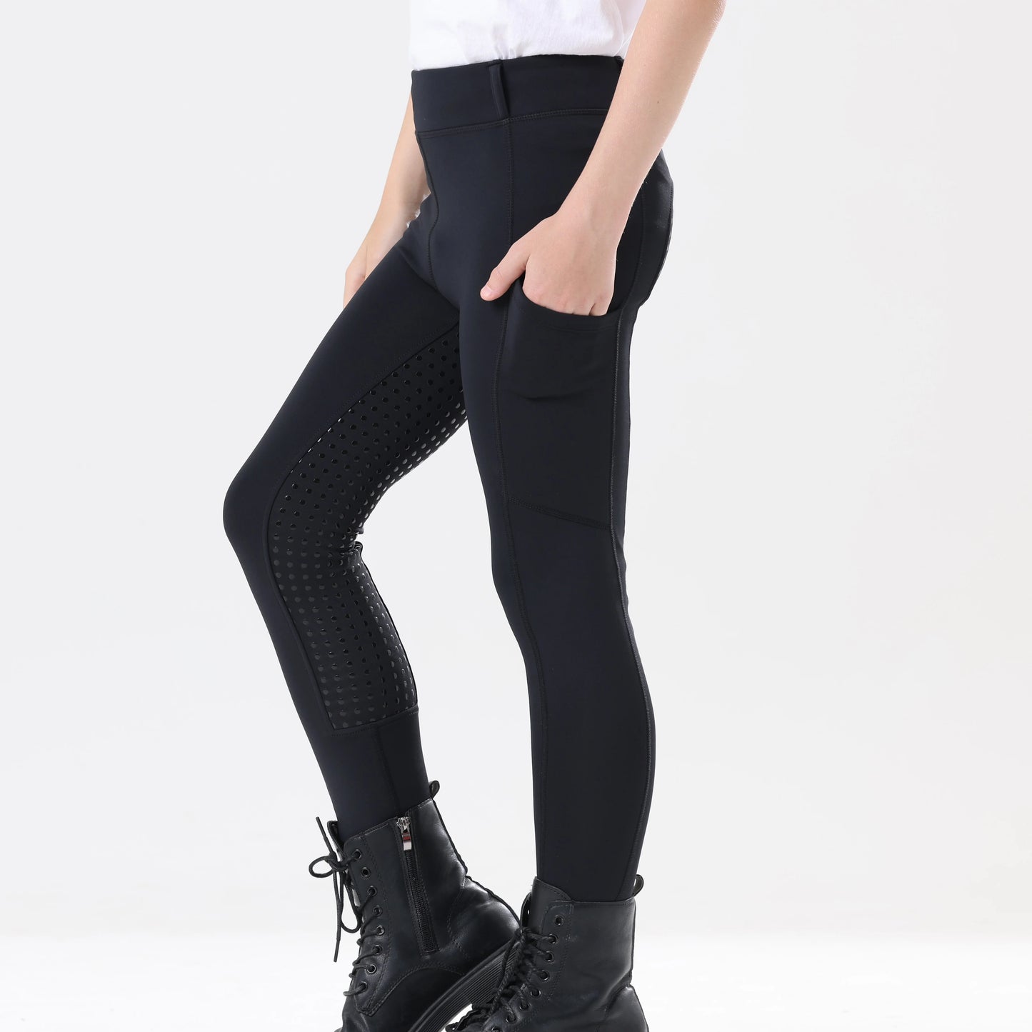 Spring and Autumn Thickened Children's Equestrian Pants Elastic Full Silicone Horse Riding Pants Brushed Base Skin-friendly Soft