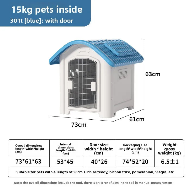 Large Waterproof Outdoor Dog House - Detachable & Washable Dog Cage for Medium/Large Breeds, All-Weather Shelter