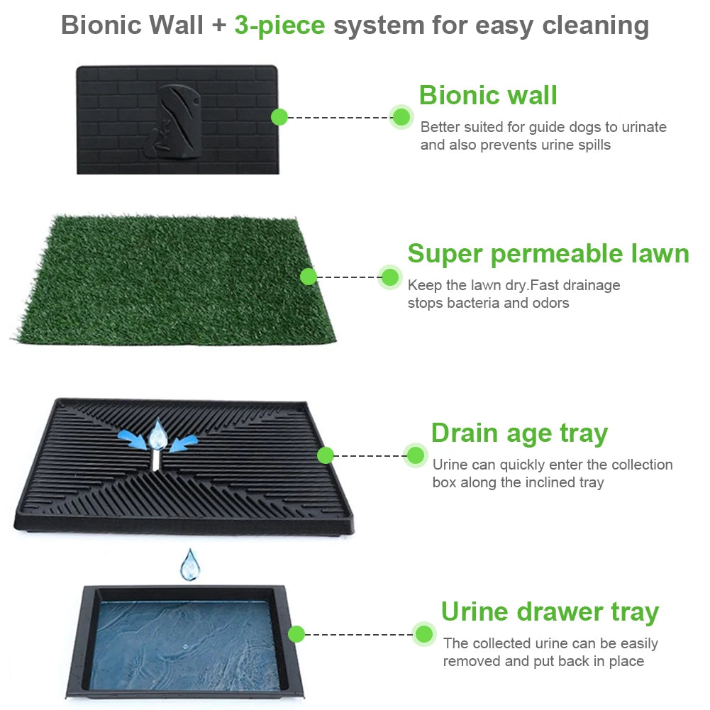 Dog Grass Pad with Large Tray Reusable Artificial Grass Training Pads Portable Dog Litter Box Ideal for Small and Medium Dogs