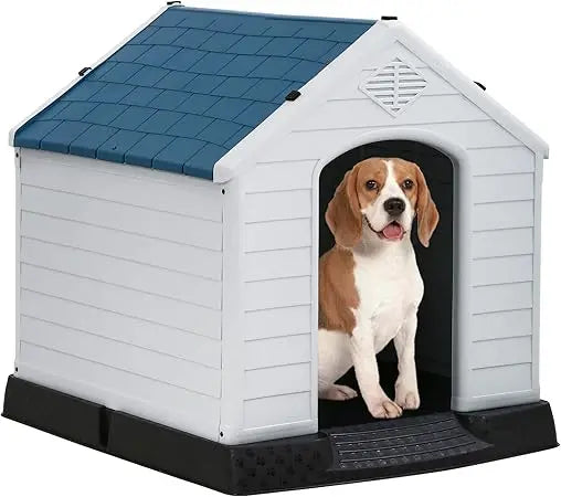Durable Ventilated Waterproof Plastic Dog House for Small to Large Dogs - Indoor and Outdoor Use with Insulation for Puppies